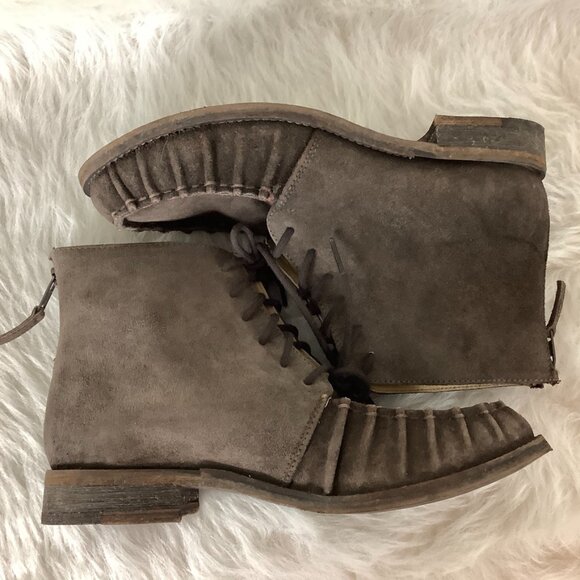 Free People X Faryl Robin Brown Suede Moc Toe Lace Up Dana Boots 8 - Picture 4 of 8